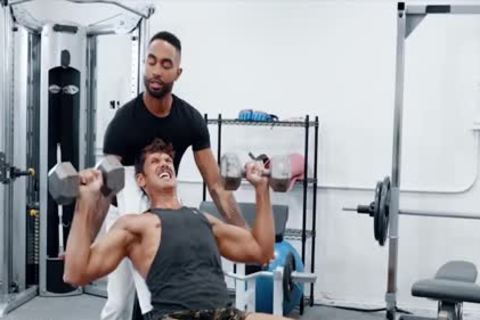 Darksome Gymrat Deepthroats Some Pumped Up Large White dick