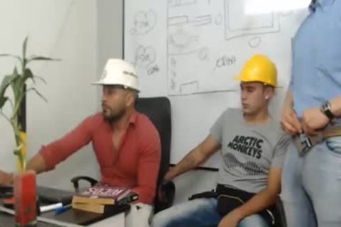 three Workers plow And wank Each Other