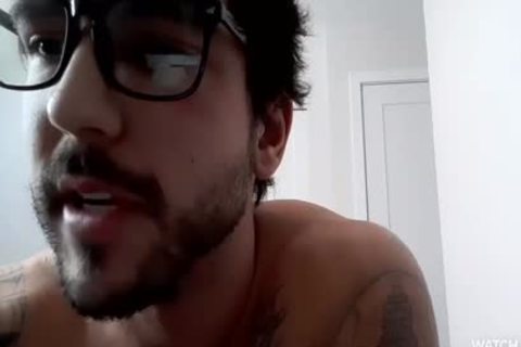 gorgeous chap With Glasses Showing His penis And big booty In web camera