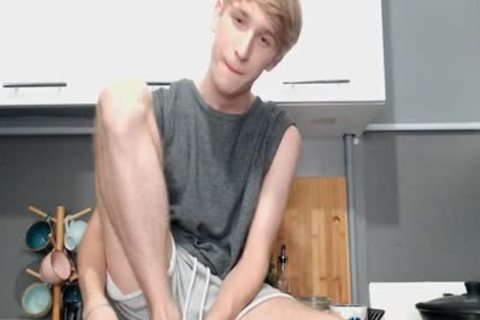 Skinny Blond lad jerking off In web camera