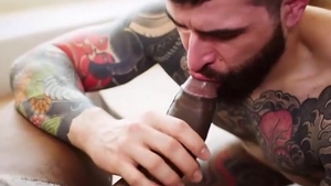 Tattooed skank loves large black cock